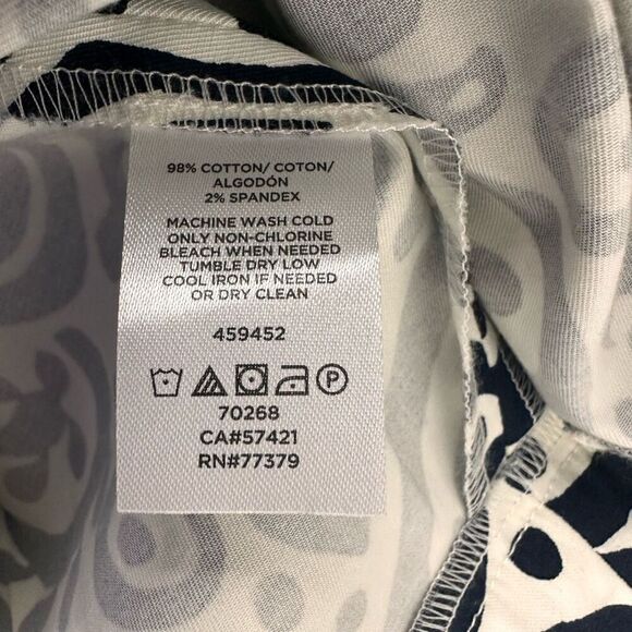 Ann Taylor Womens Aline Skirt Size 0 Blue Cream Side Zip Closure - Picture 6 of 6